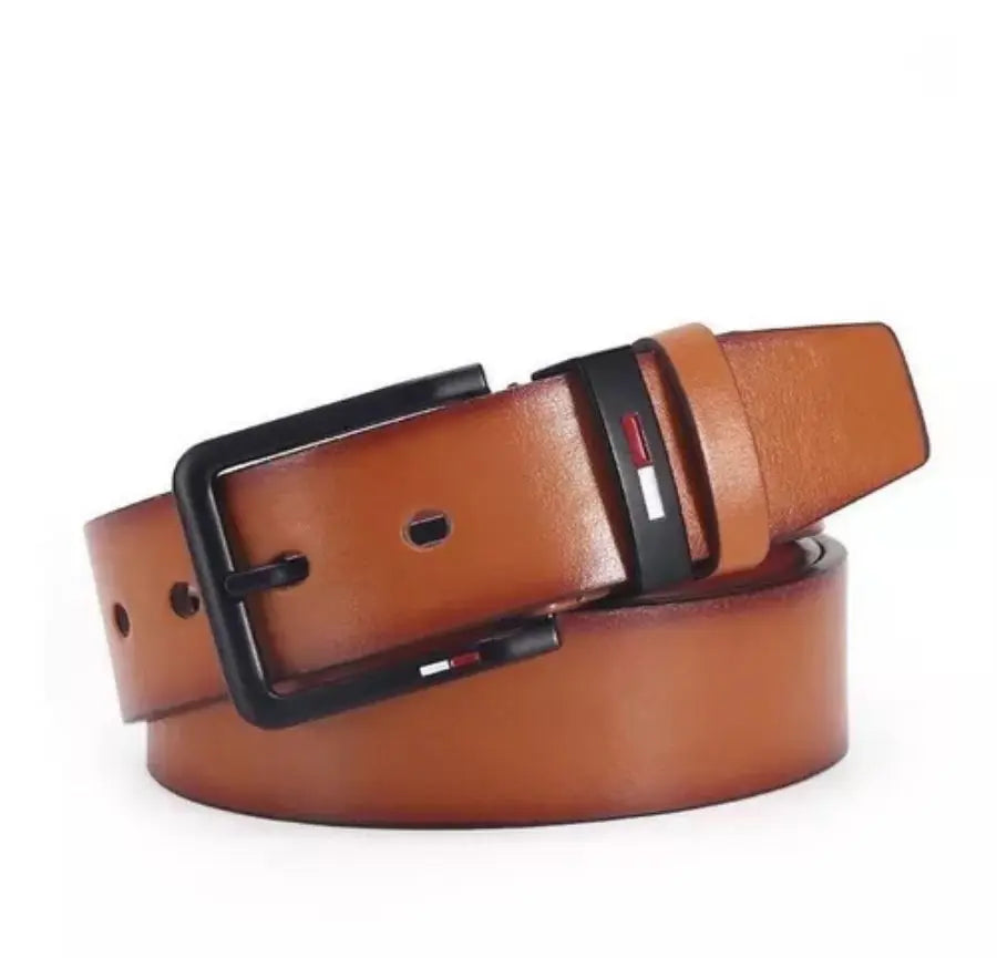 Men's PU Leather Belt — Alloy Square Pin Buckle Business & Leisure Waistband