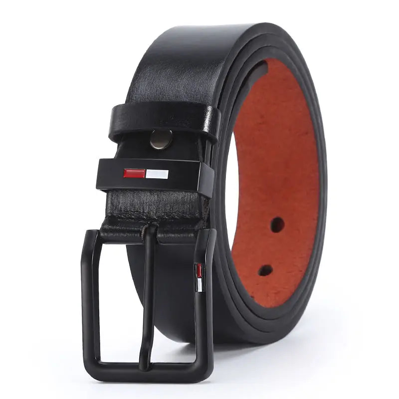 Men's PU Leather Belt — Alloy Square Pin Buckle Business & Leisure Waistband