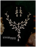 Women's S925 Sterling Silver Floral Jewellery Set — Cubic Zirconia Necklace & Earrings for Wedding