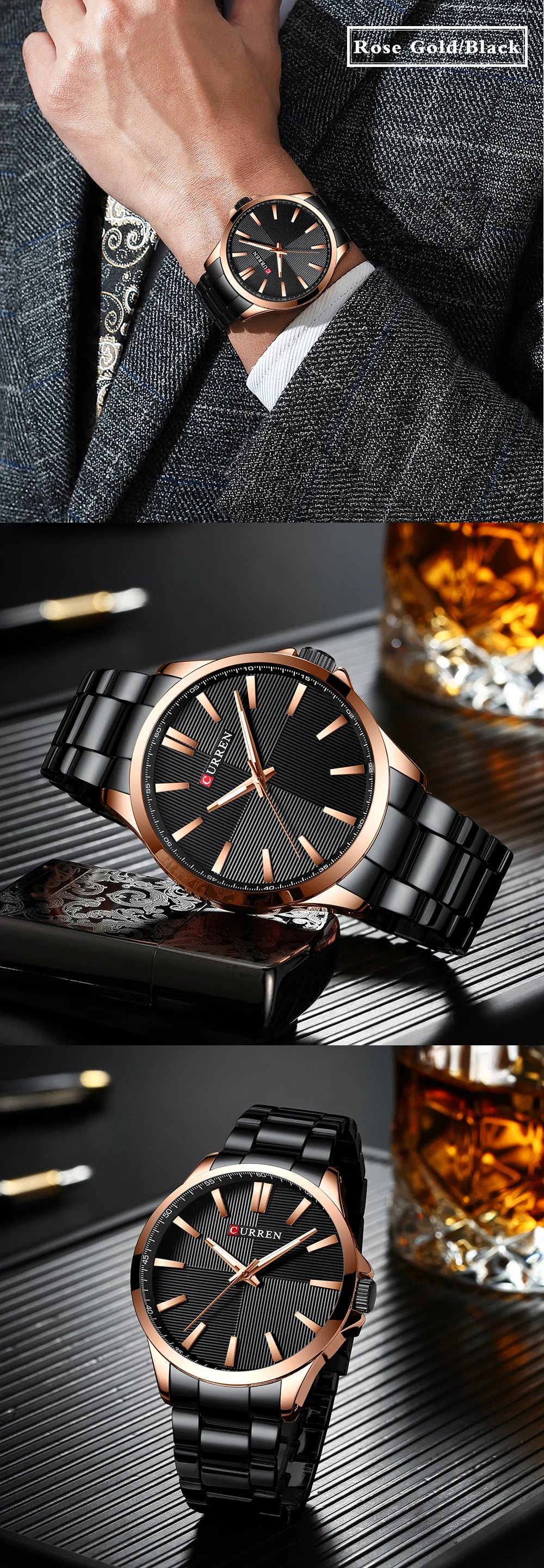 Men's CURREN Military Sport Quartz Watch — Stainless Steel Waterproof Wristwatch