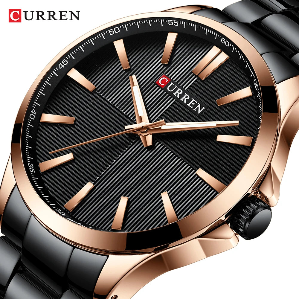 Men's CURREN Military Sport Quartz Watch — Stainless Steel Waterproof Wristwatch