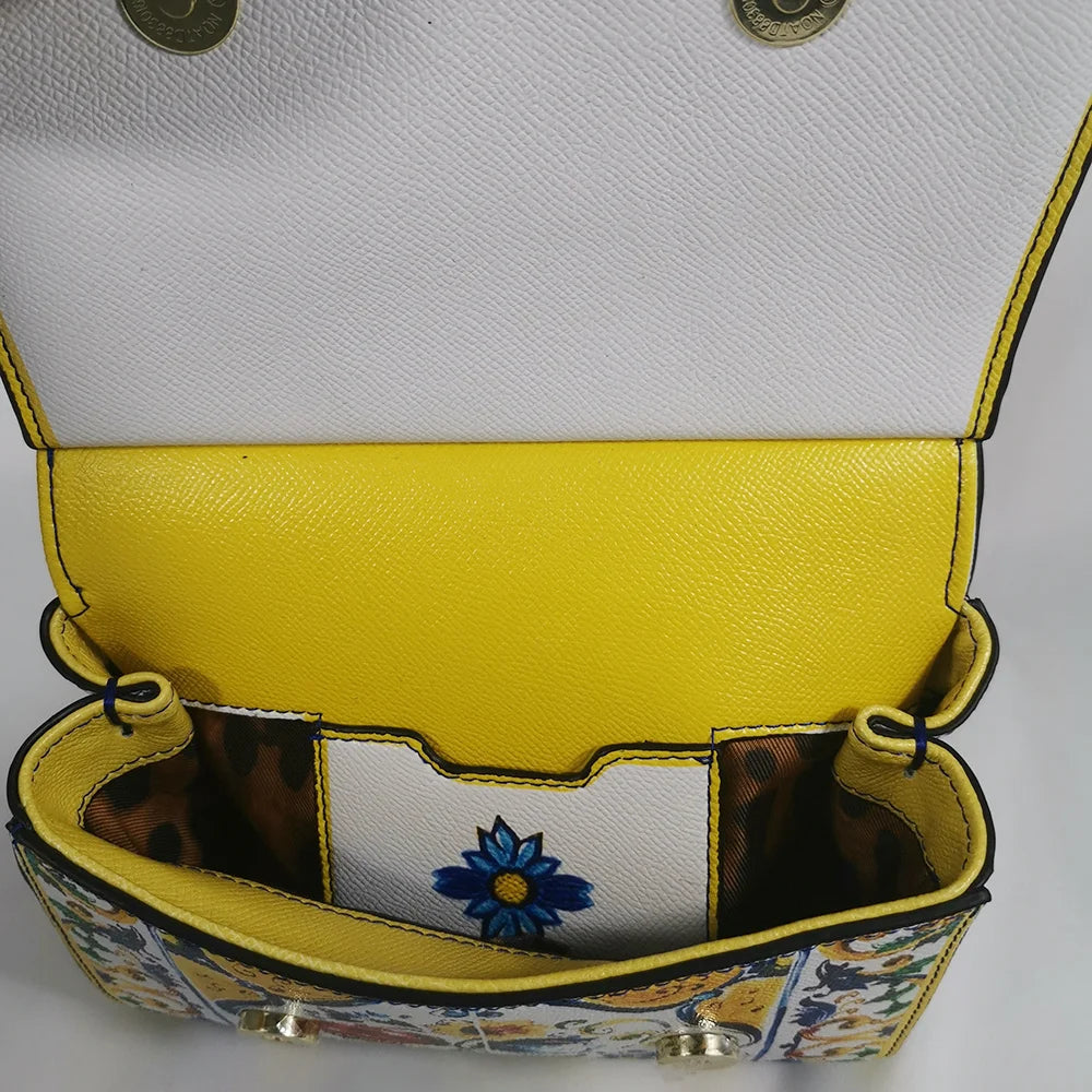 Women's Rose Leather Crossbody Tote Bag — Lady Shoulder Handbag in Yellow & More