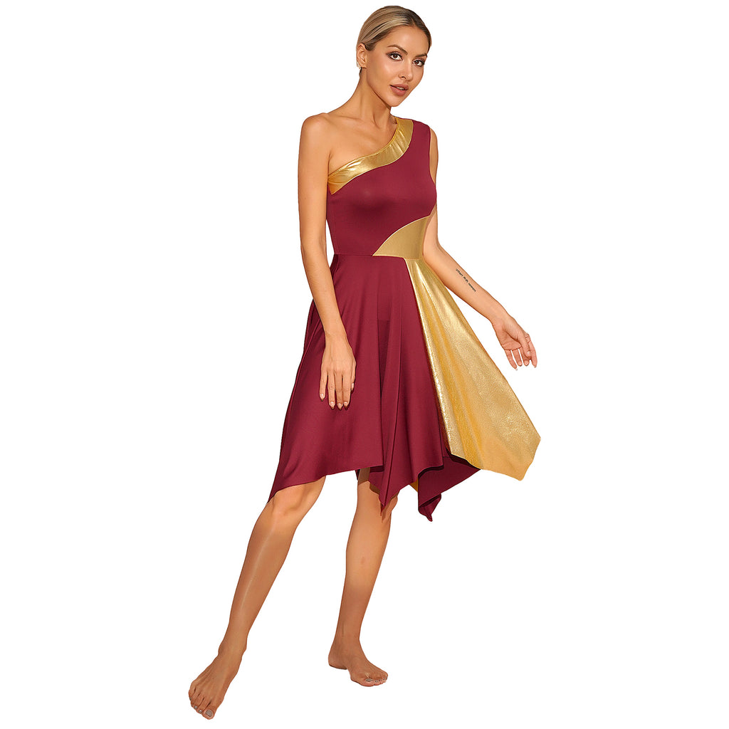 Women's One-Shoulder Lyrical Dance & Worship Performance Dress