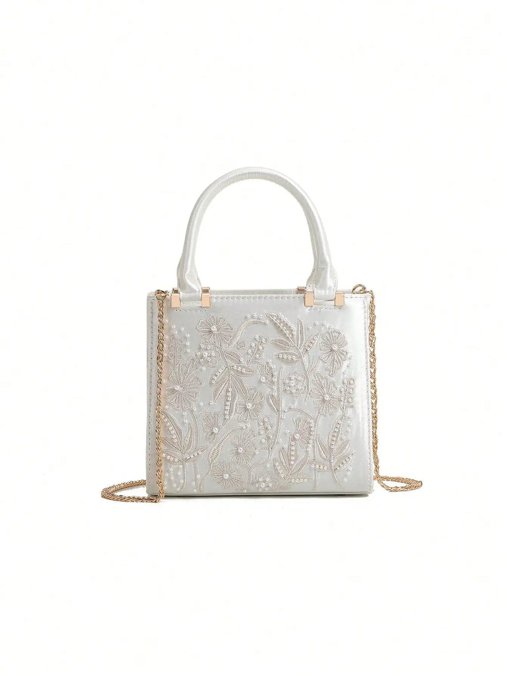 Women's Retro Floral Embroidery Square Bag — Chinese Folk Art Pearl Accent Crossbody