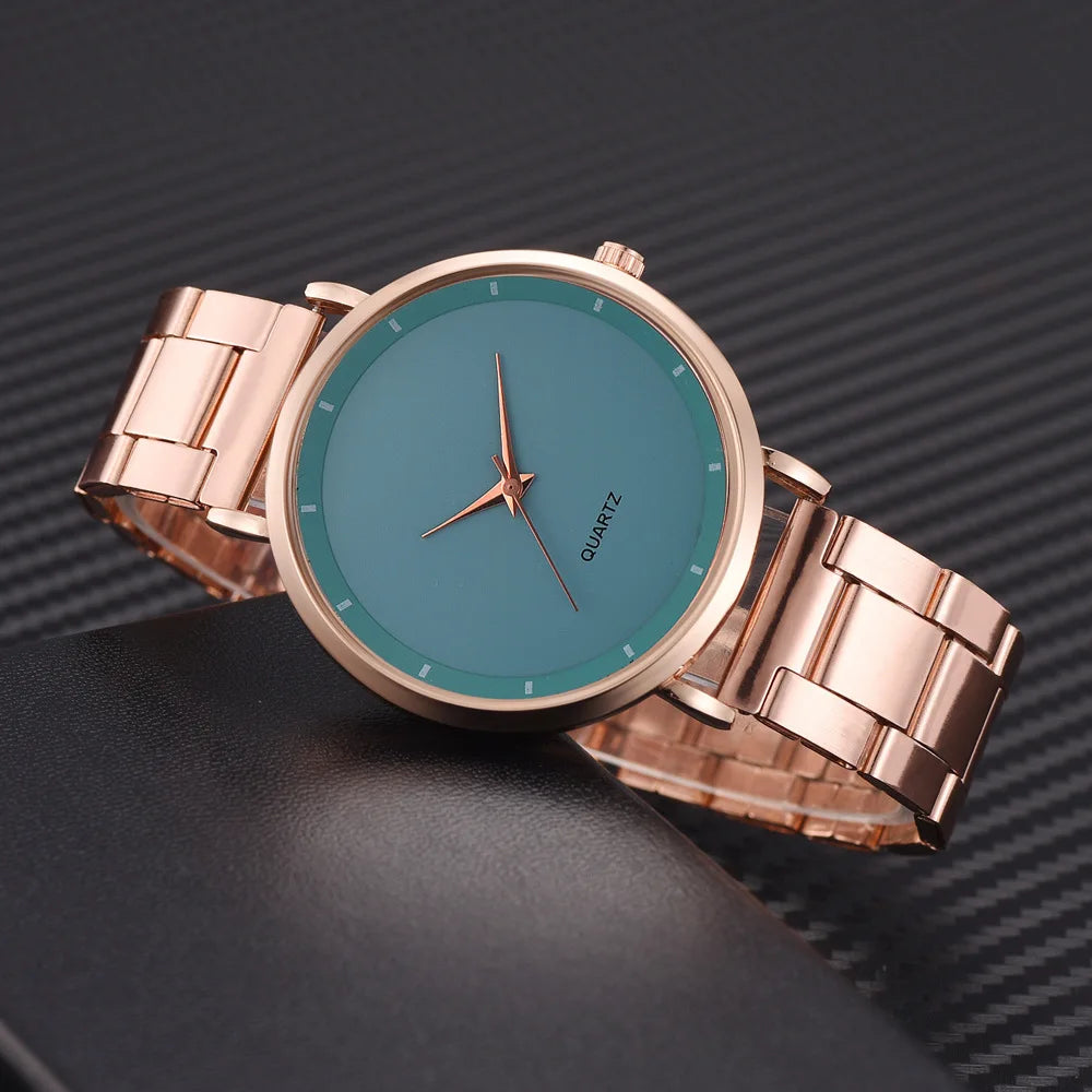 Women's Rose Gold Fashion Quartz Watch — Stainless Steel Business Wristwatch