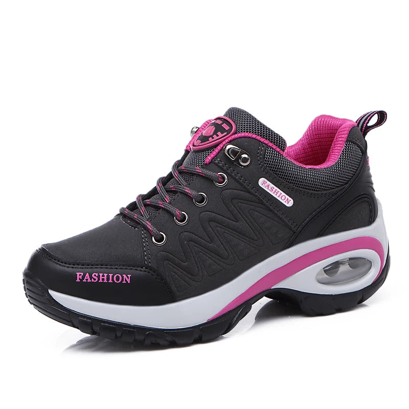 Women's Breathable Platform Sneakers — Lightweight Lace-Up Walking Shoes