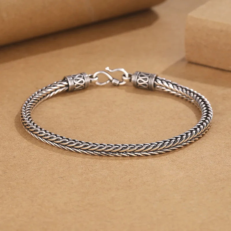 Men's 925 Sterling Silver Charm Bracelet — Vintage Wedding & Engagement Fashion Jewellery
