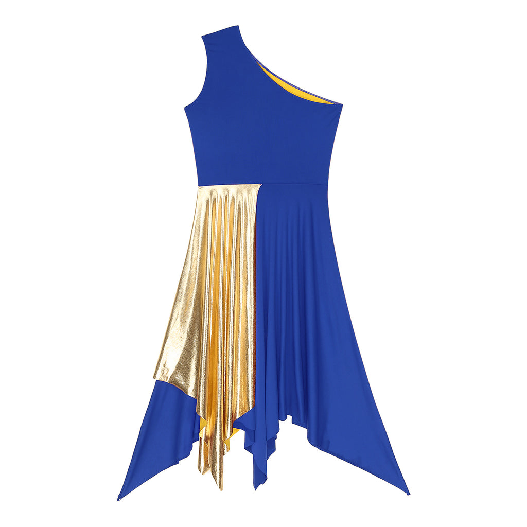 Women's One-Shoulder Lyrical Dance & Worship Performance Dress