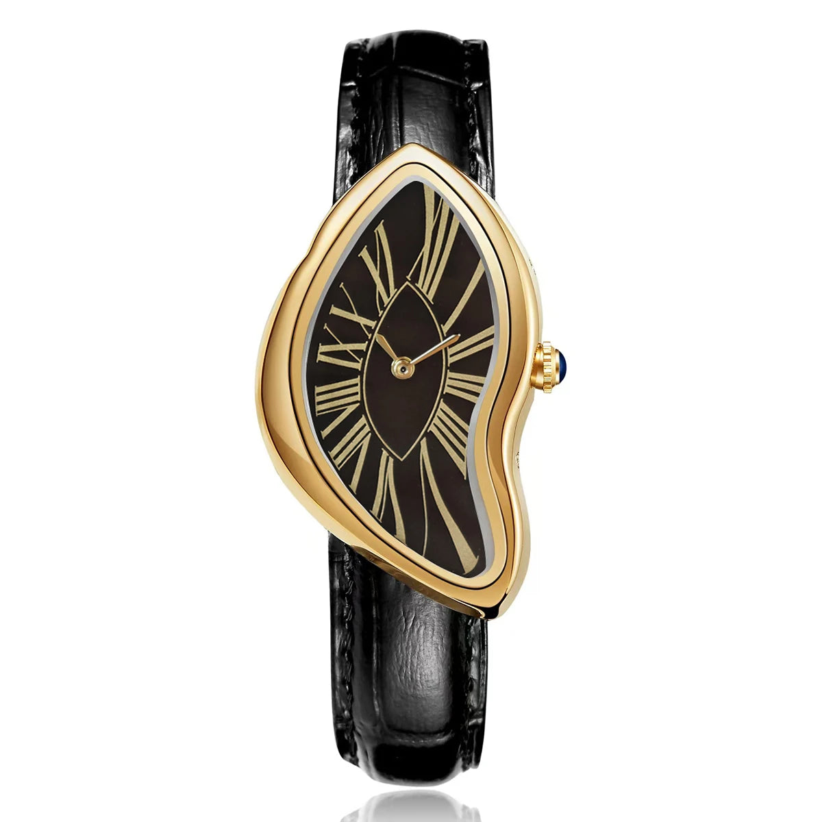 Women's Retro Y2K Irregular Quartz Watch — Creative Alloy Case Leather Strap