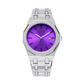 Men's 12-Sided Multicolour Quartz Watch — Auto Date Alloy Bracelet Wristwatch