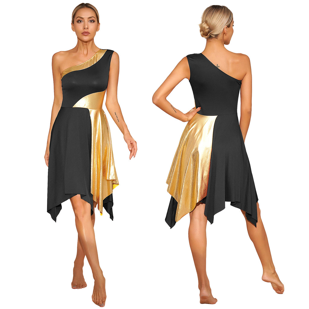 Women's One-Shoulder Lyrical Dance & Worship Performance Dress
