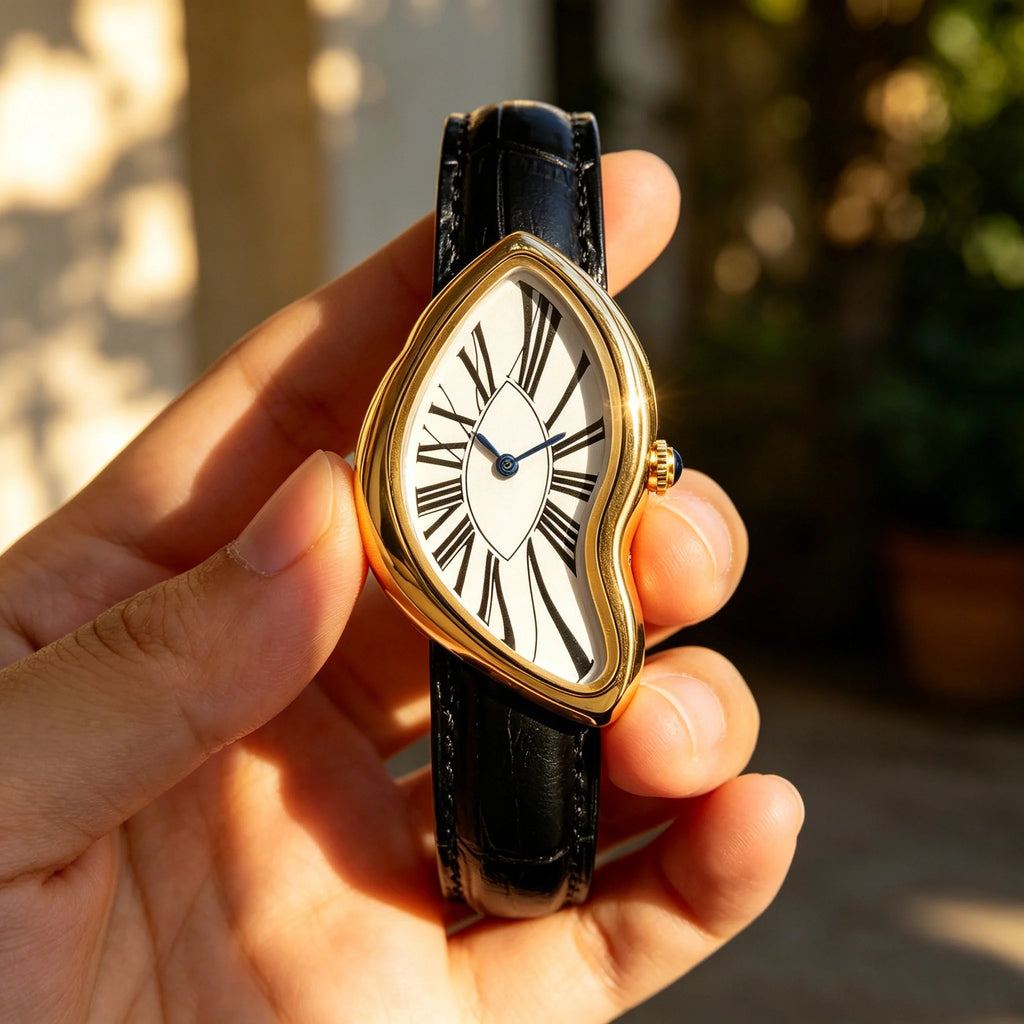 Women's Retro Y2K Irregular Quartz Watch — Creative Alloy Case Leather Strap