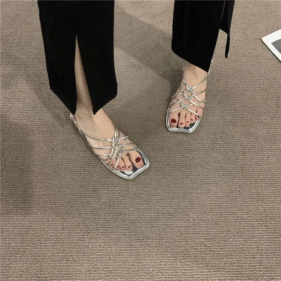 Women's Low Heel Open Toe Sandals — Gladiator Style Party & Wedding Shoes