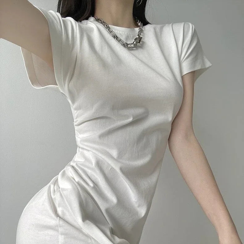 Women's Casual Y2K Asymmetrical Cotton Midi Dress