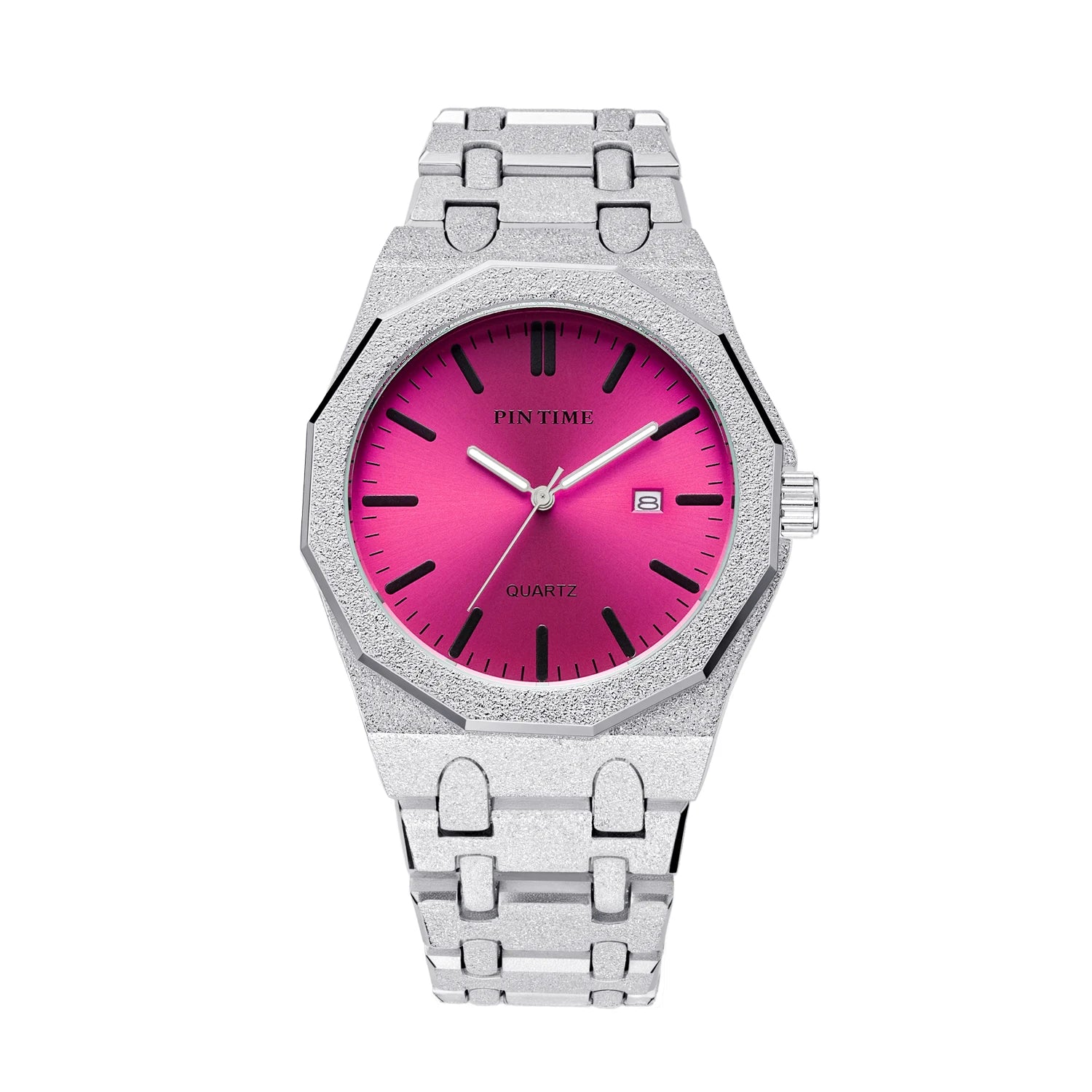 Men's 12-Sided Multicolour Quartz Watch — Auto Date Alloy Bracelet Wristwatch