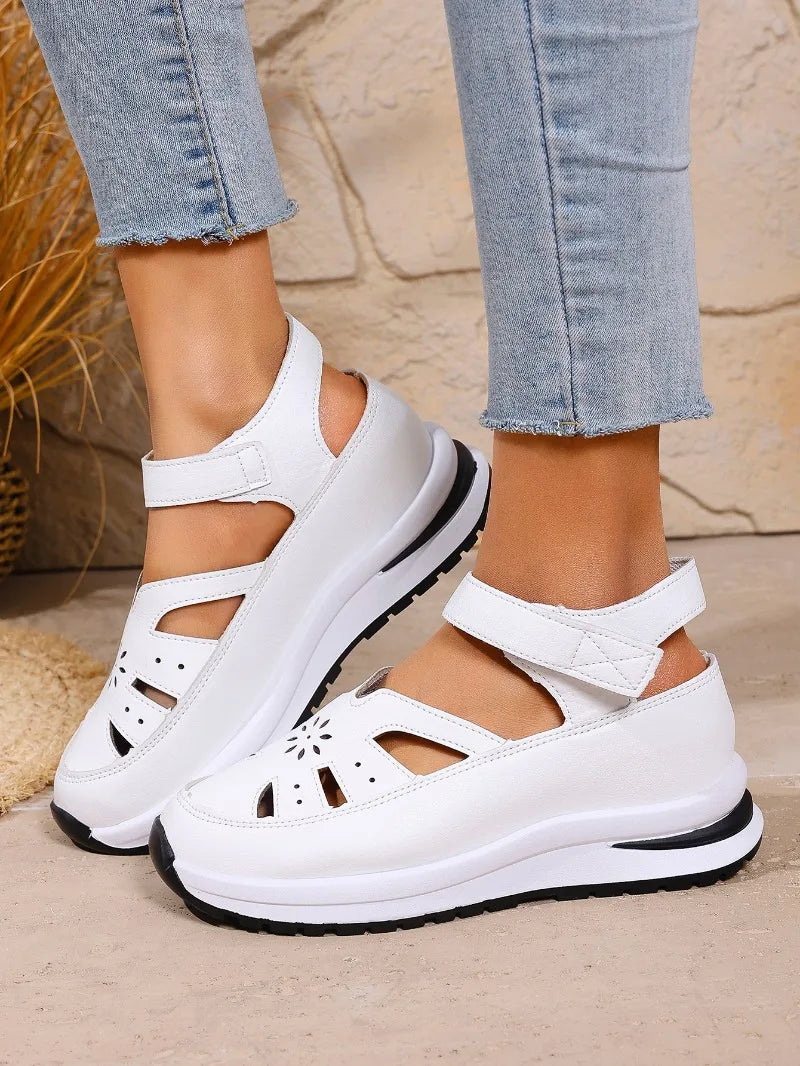 Women's Closed Toe Wedge Sandals — Buckle Strap Office & Career Summer Shoes