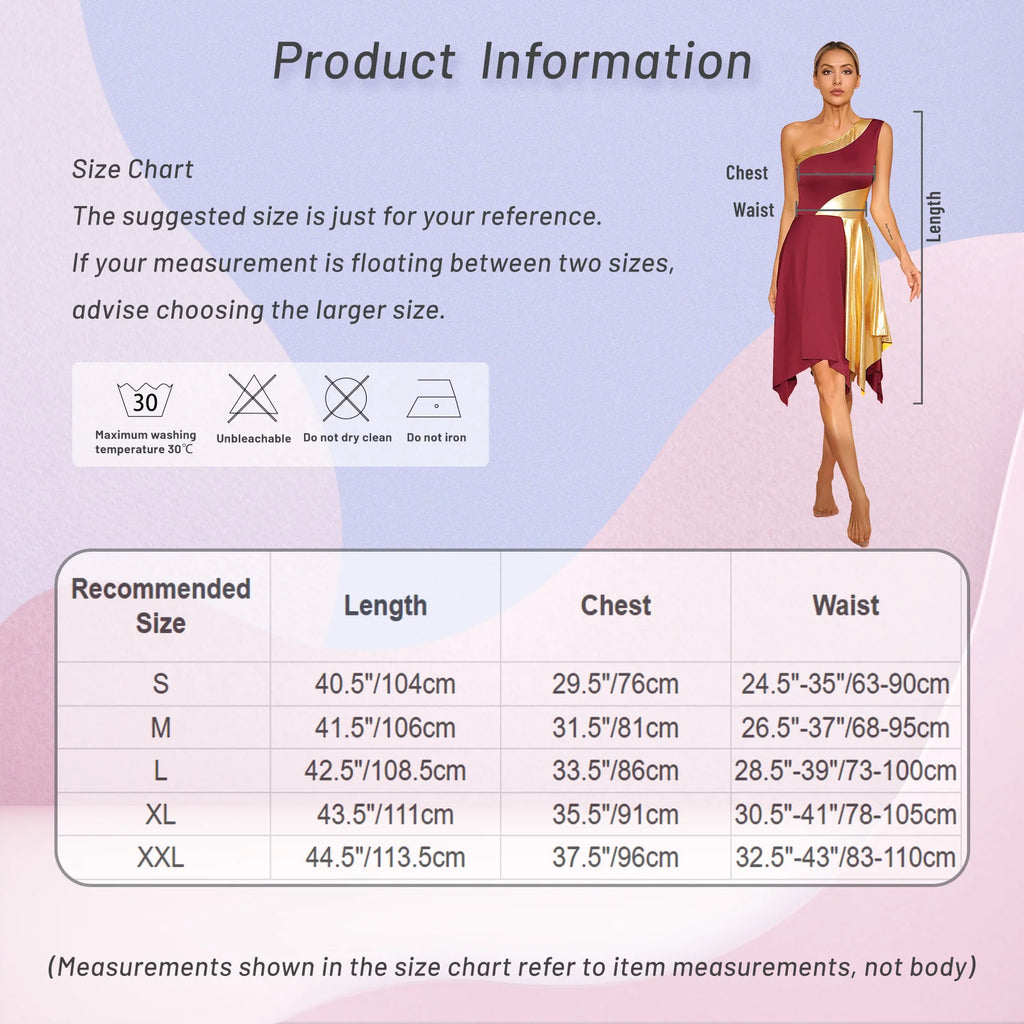 Women's One-Shoulder Lyrical Dance & Worship Performance Dress