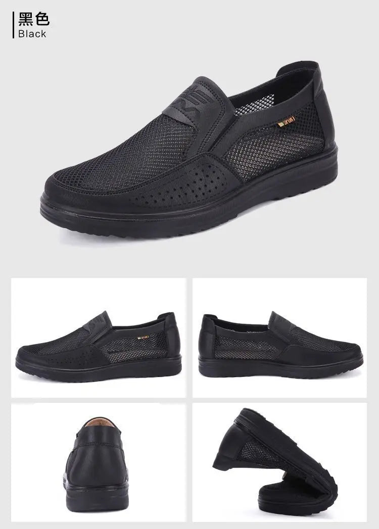 Men's Breathable Mesh Chunky Sole Sneakers — Lightweight Slip-On