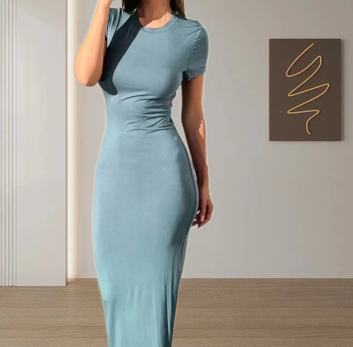 Women's Sexy Bodycon Long Sleeve Floor-Length Evening Dress