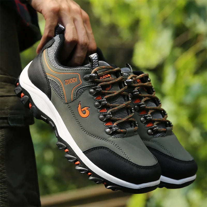 Men's Leather Casual Sport Sneakers — Lightweight Walking Shoes