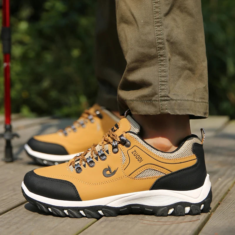 Men's Leather Casual Sport Sneakers — Lightweight Walking Shoes