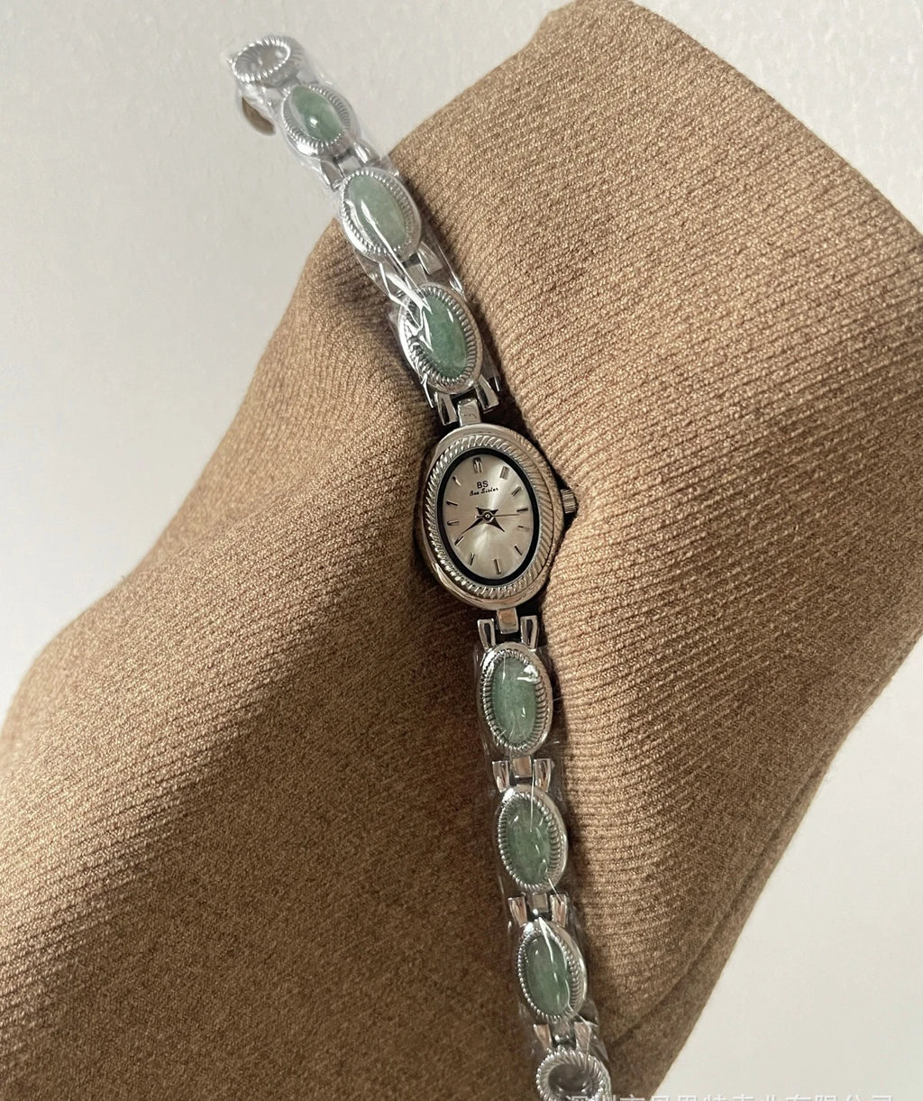 Women's Luxury Jade Green Jewelry Bracelet Watch — Quartz Dress Wristwatch