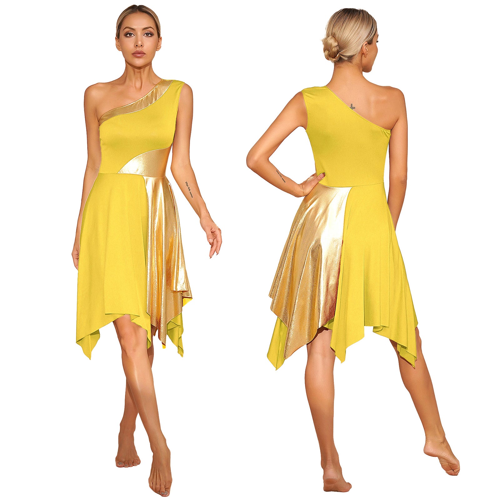 Women's One-Shoulder Lyrical Dance & Worship Performance Dress