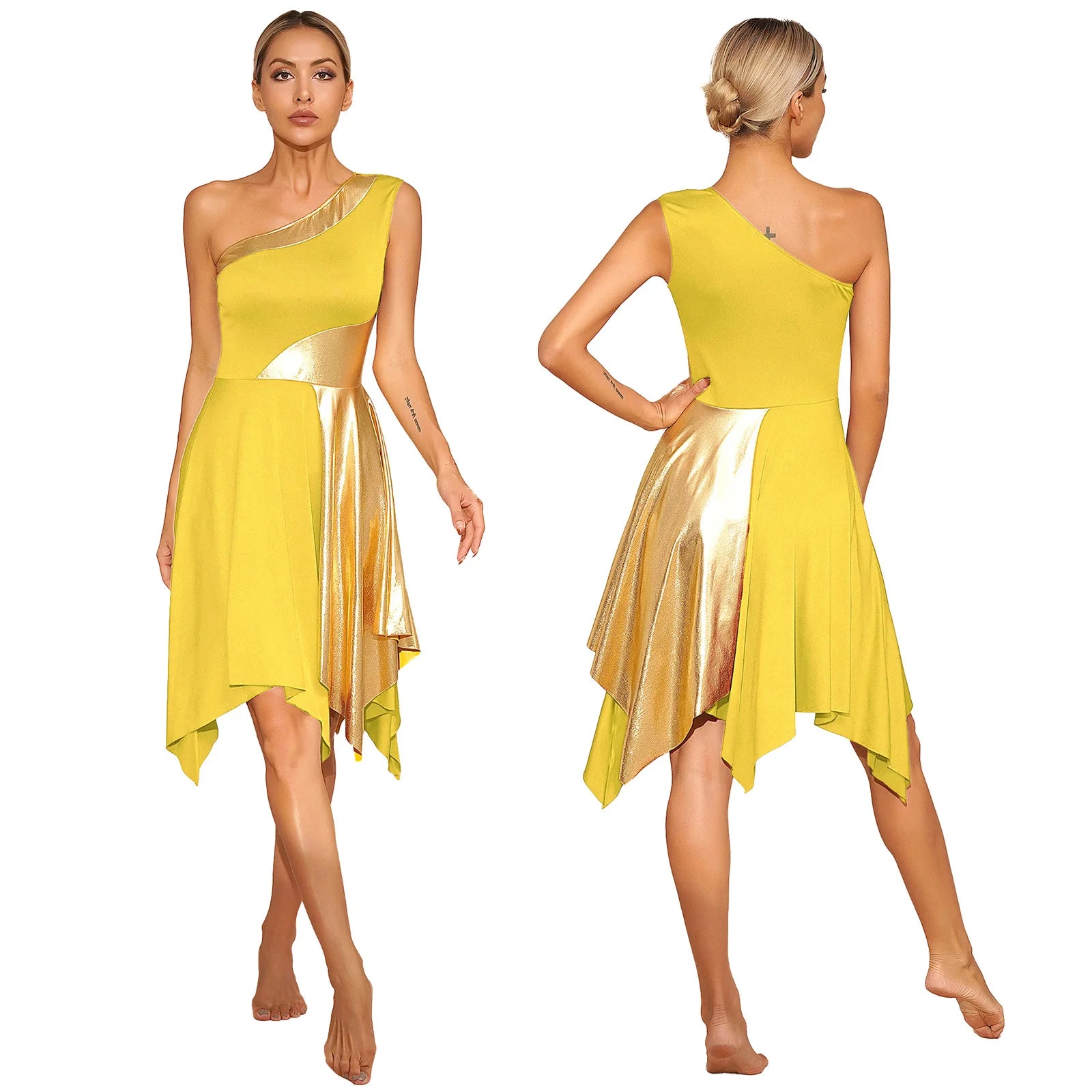 Women's One-Shoulder Lyrical Dance & Worship Performance Dress