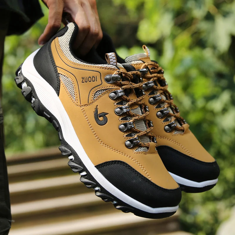 Men's Leather Casual Sport Sneakers — Lightweight Walking Shoes