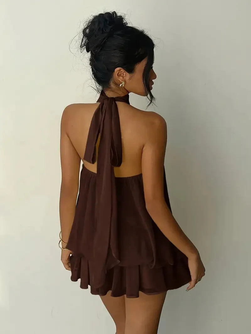 Women's Sexy Backless Slim-Fit A-Line Beachwear Dress