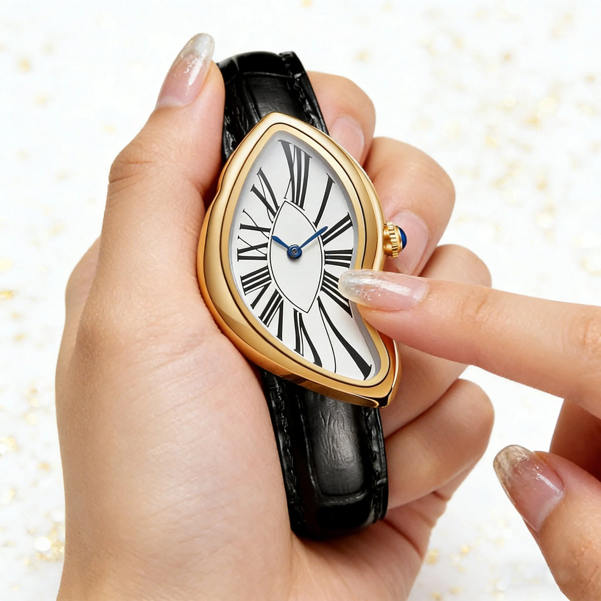 Women's Retro Y2K Irregular Quartz Watch — Creative Alloy Case Leather Strap