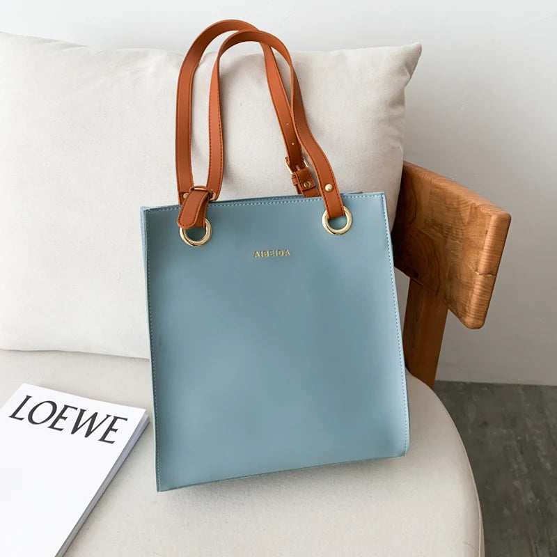 Women's Large Designer Tote Handbag — PU Leather Top Handle Shoulder Bag