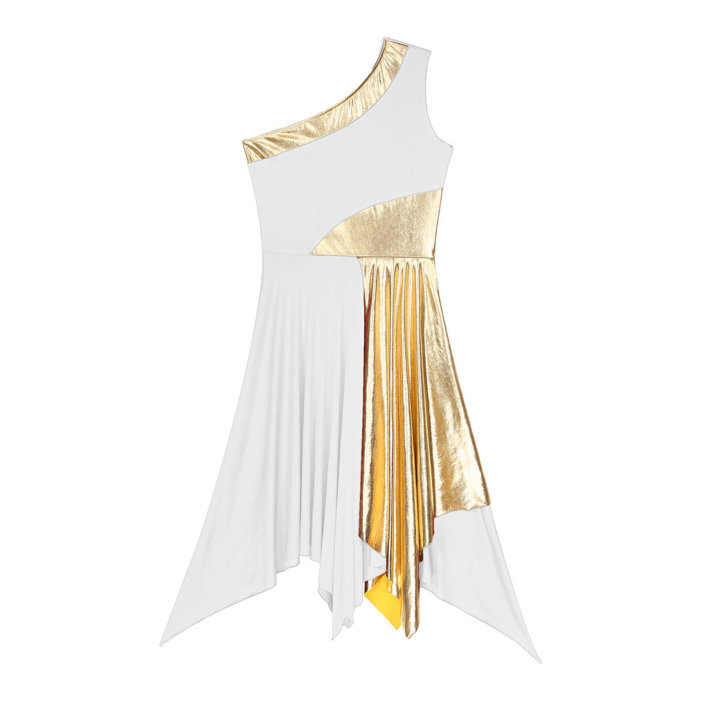 Women's One-Shoulder Lyrical Dance & Worship Performance Dress