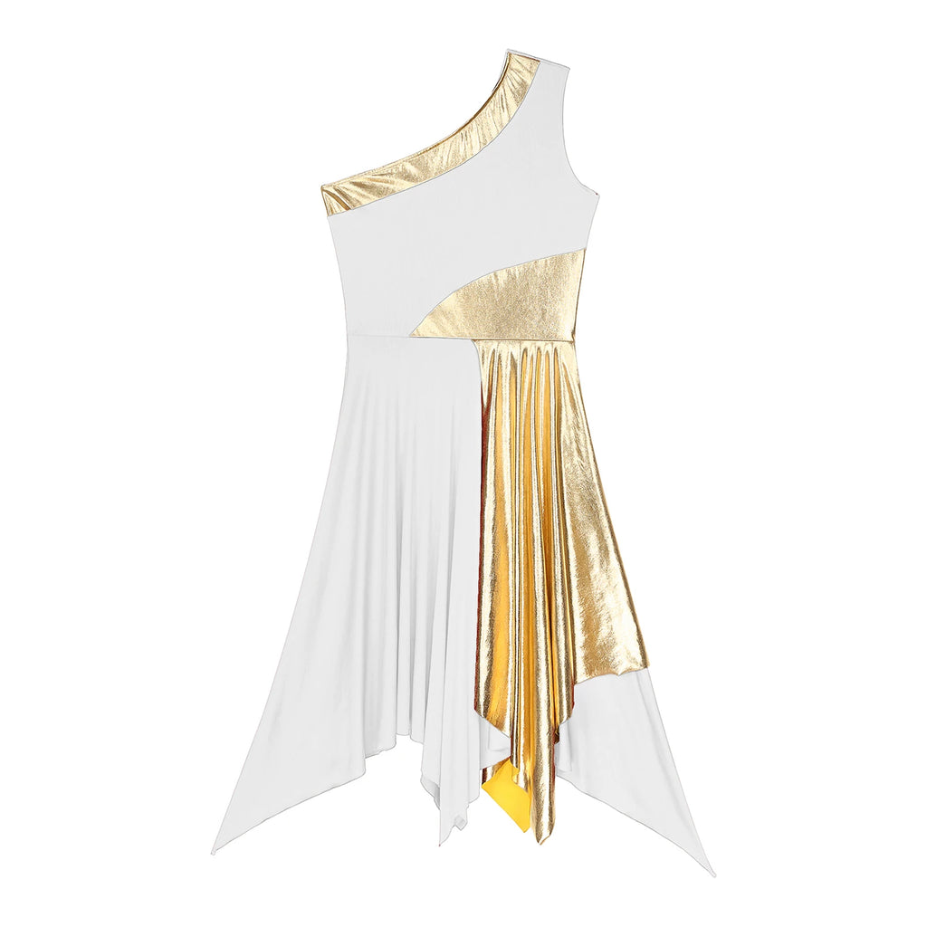 Women's One-Shoulder Lyrical Dance & Worship Performance Dress