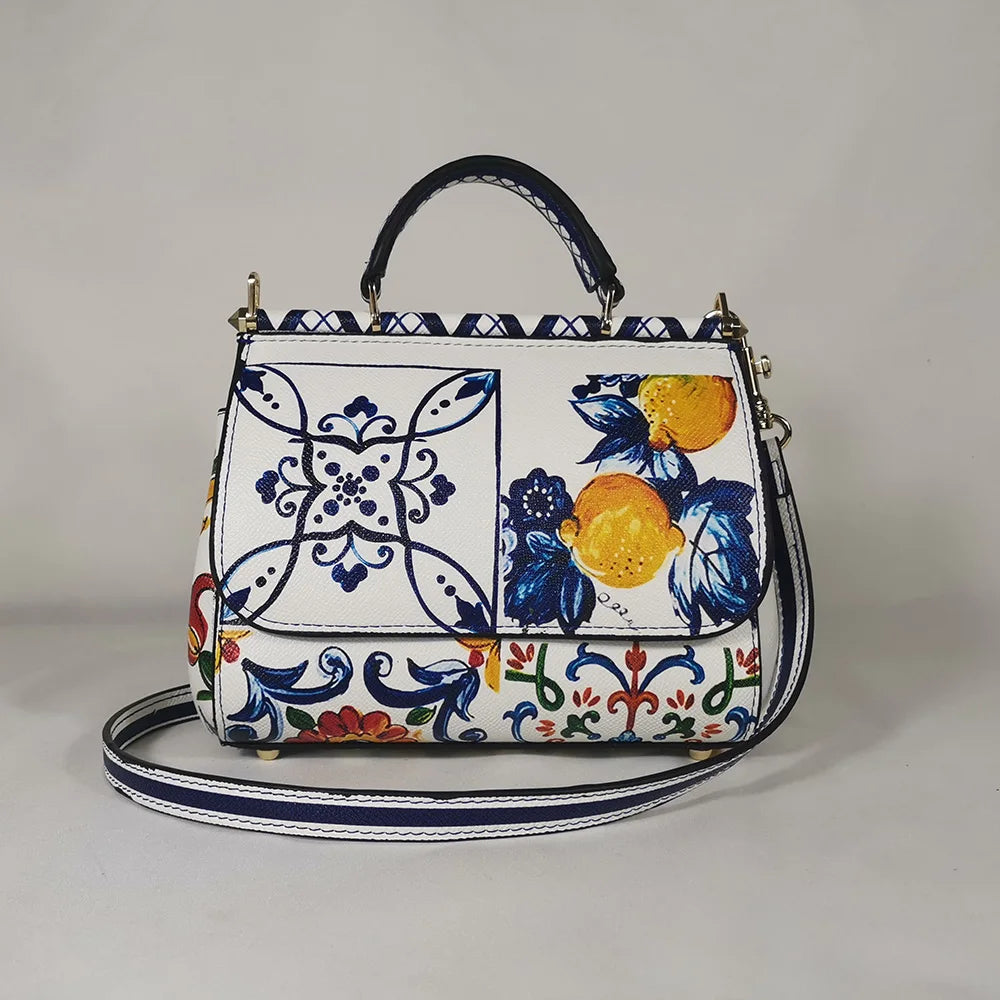 Women's Rose Leather Crossbody Tote Bag — Lady Shoulder Handbag in Yellow & More