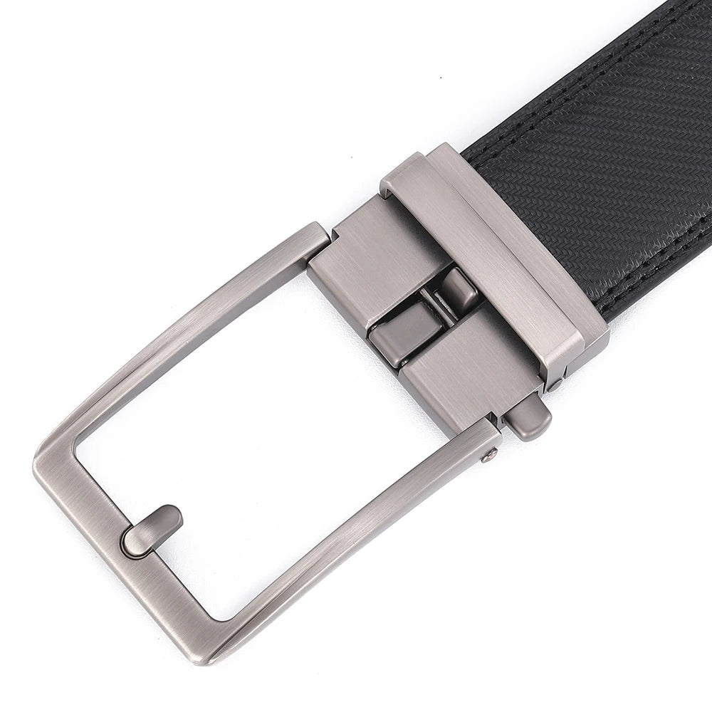 Men's Leather Belt — Automatic Buckle Carbon Fibre Pattern Luxury Strap