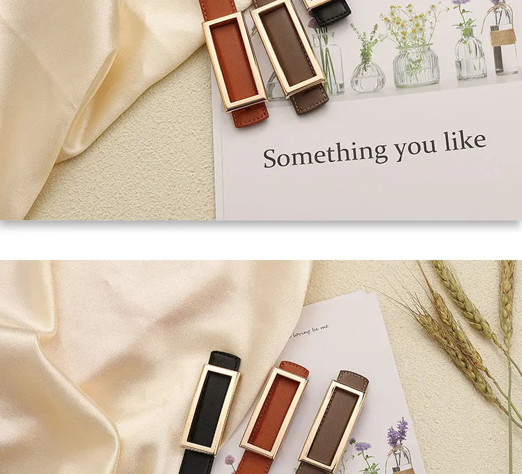 Women's Genuine Leather Belt — Metal Buckle Strap for Jeans & Dresses