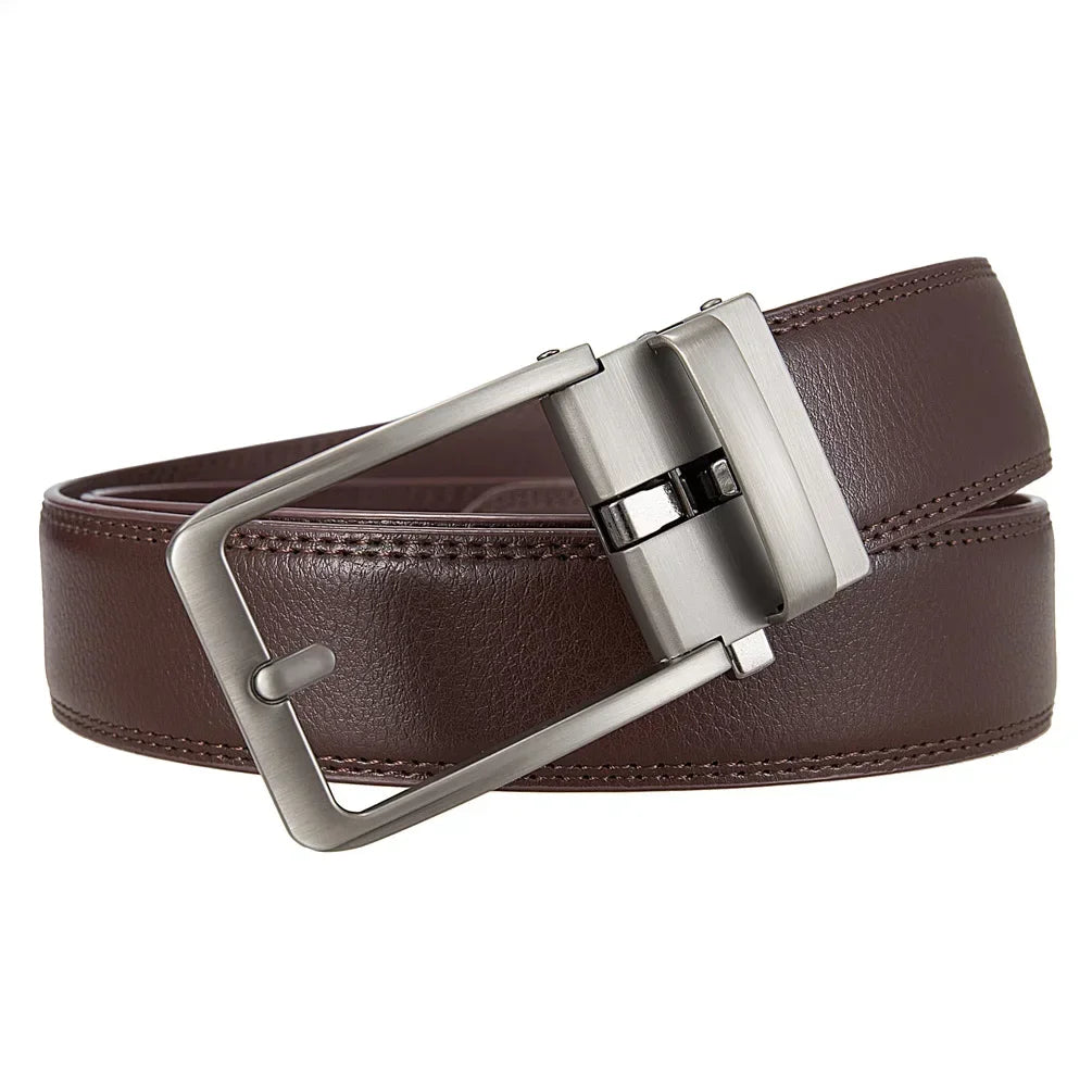 Men's Genuine Leather Belt — Automatic Buckle Luxury Designer Jeans Waistband