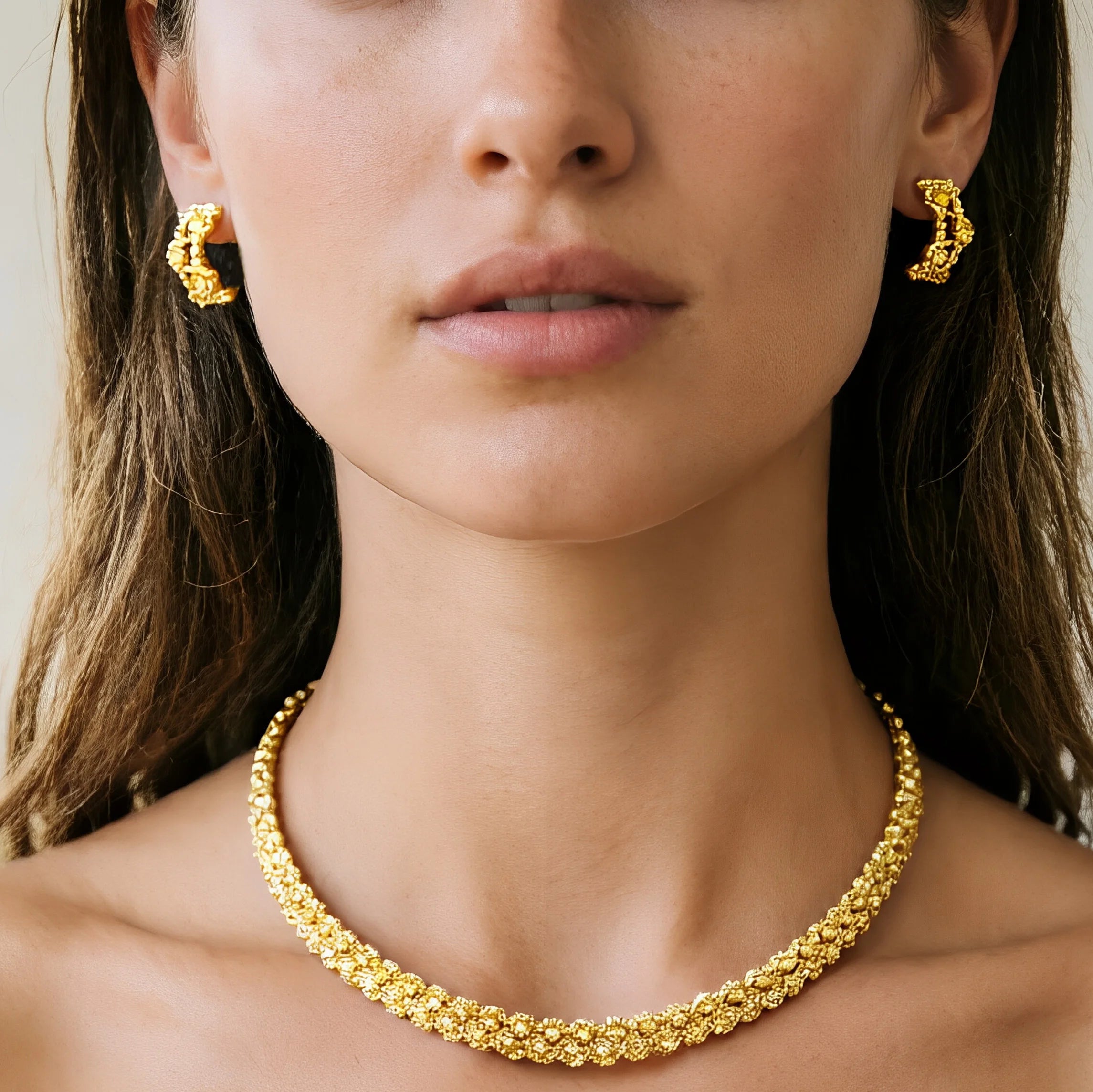Women's Gold Plated Charm Jewellery Set — Necklace, Bracelet, Ring & Earrings for Party & Wedding