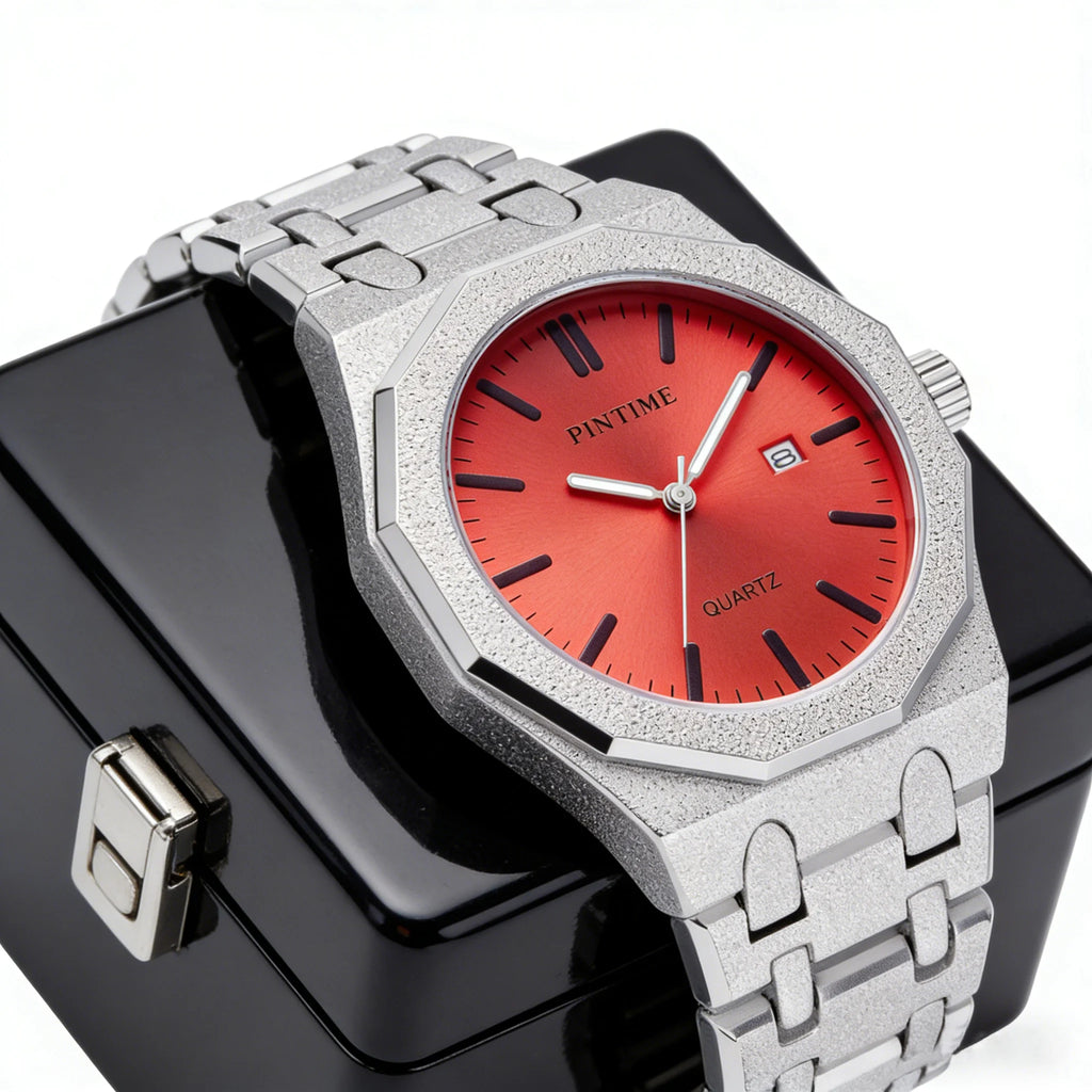Men's 12-Sided Multicolour Quartz Watch — Auto Date Alloy Bracelet Wristwatch