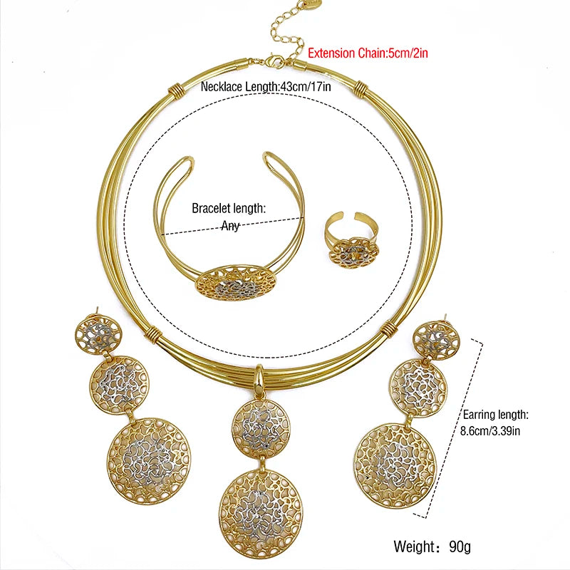 Women's Two-Tone Luxury Jewellery Set — Nigeria Trending Choker, Earrings, Ring & Bracelet