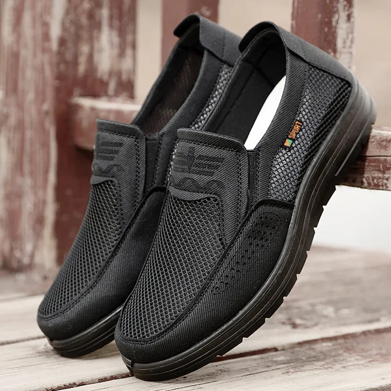 Men's Breathable Mesh Chunky Sole Sneakers — Lightweight Slip-On