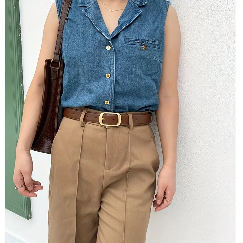 Women's PU Leather Belt — Alloy Metal Pin Buckle Fashion Strap for Jeans