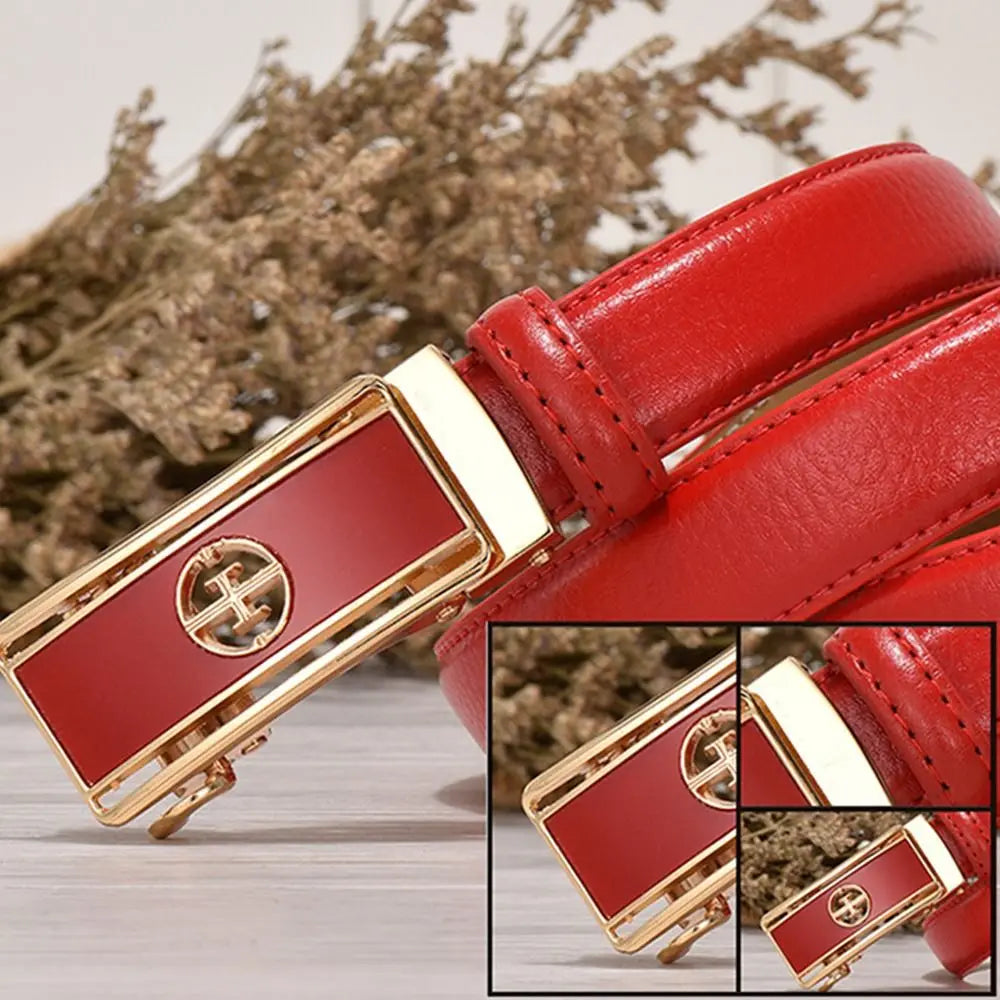 Women's Luxury Genuine Leather Belt — Automatic Buckle Waistband (105 cm)