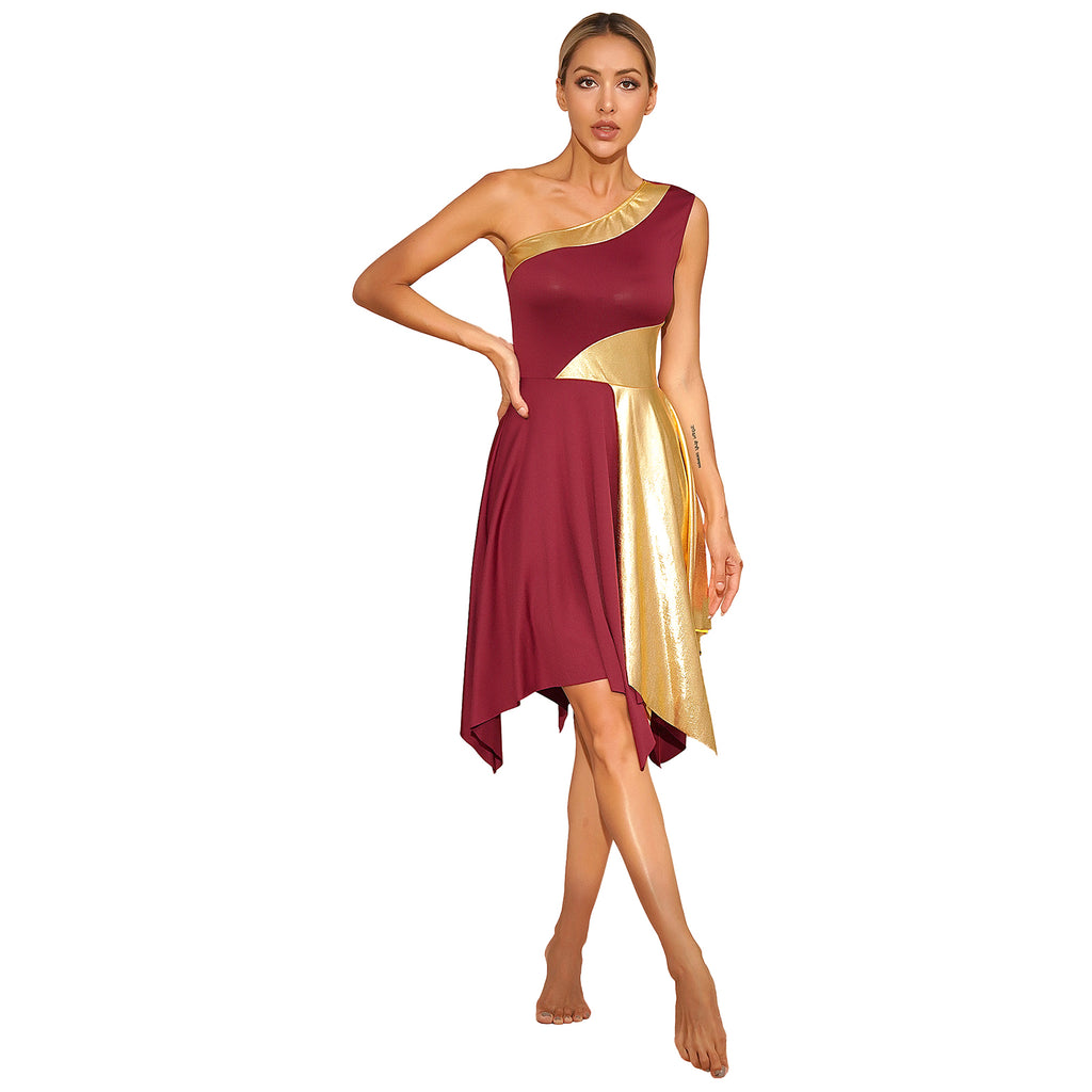 Women's One-Shoulder Lyrical Dance & Worship Performance Dress