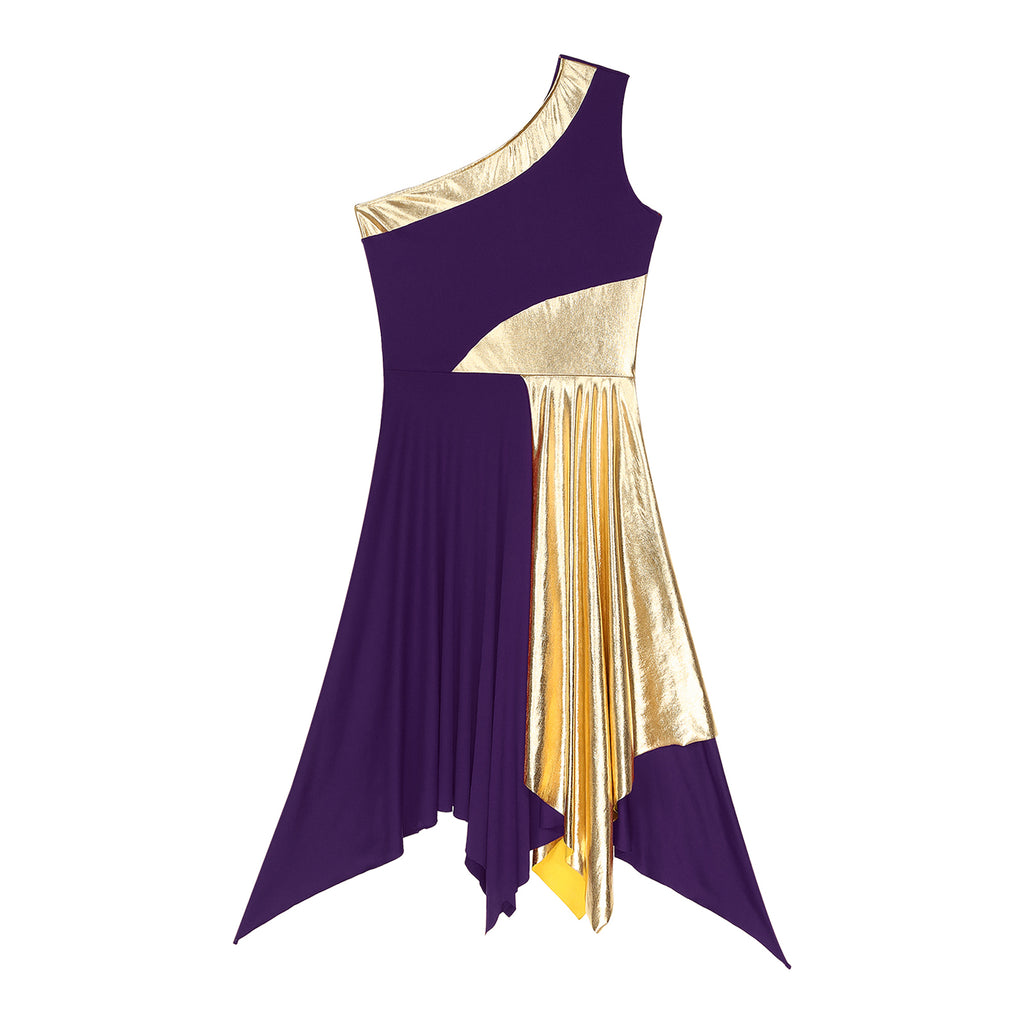 Women's One-Shoulder Lyrical Dance & Worship Performance Dress