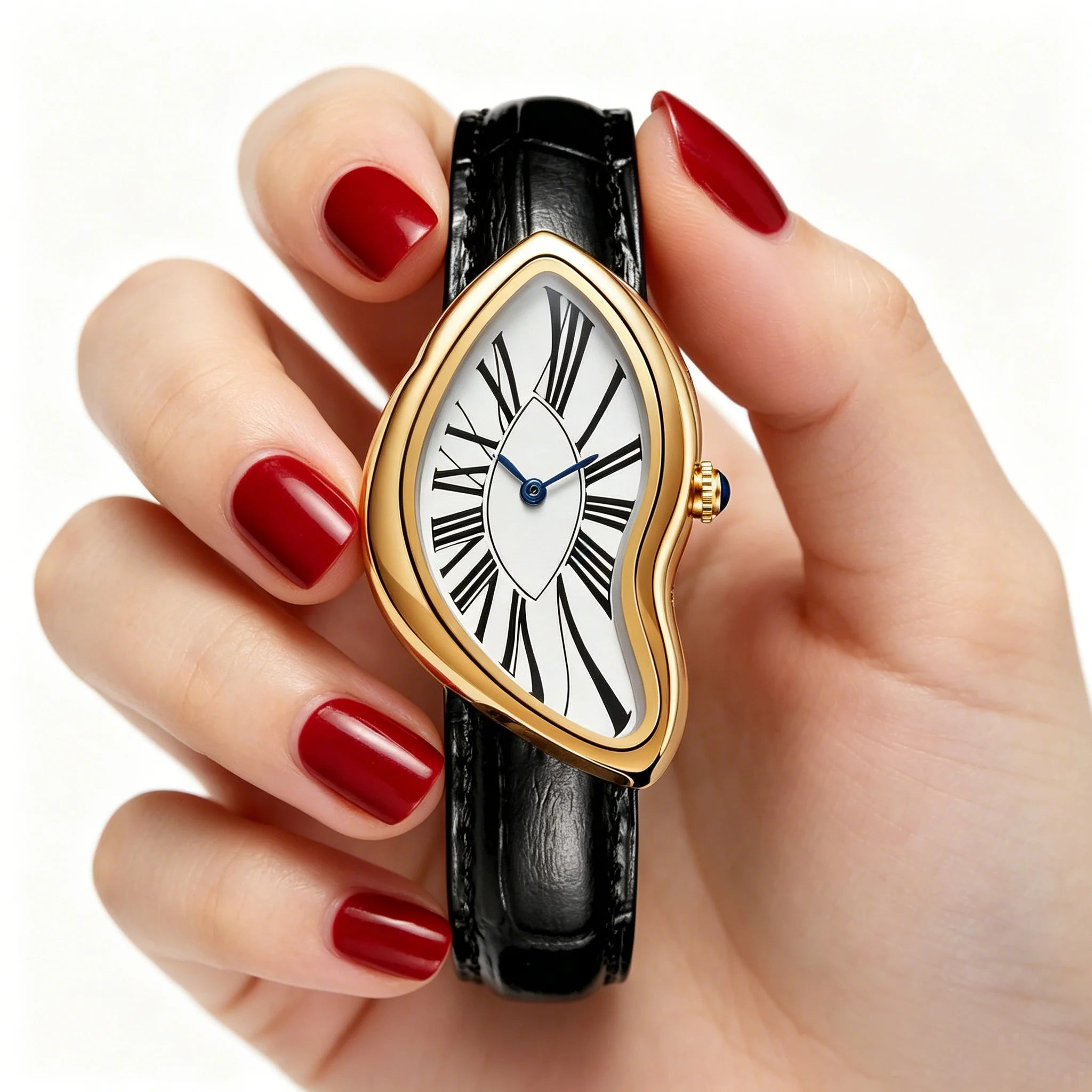 Women's Retro Y2K Irregular Quartz Watch — Creative Alloy Case Leather Strap