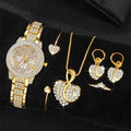Women's Rhinestone Quartz Watch & Jewellery Set — Ring, Necklace & Earrings Luxury Gift