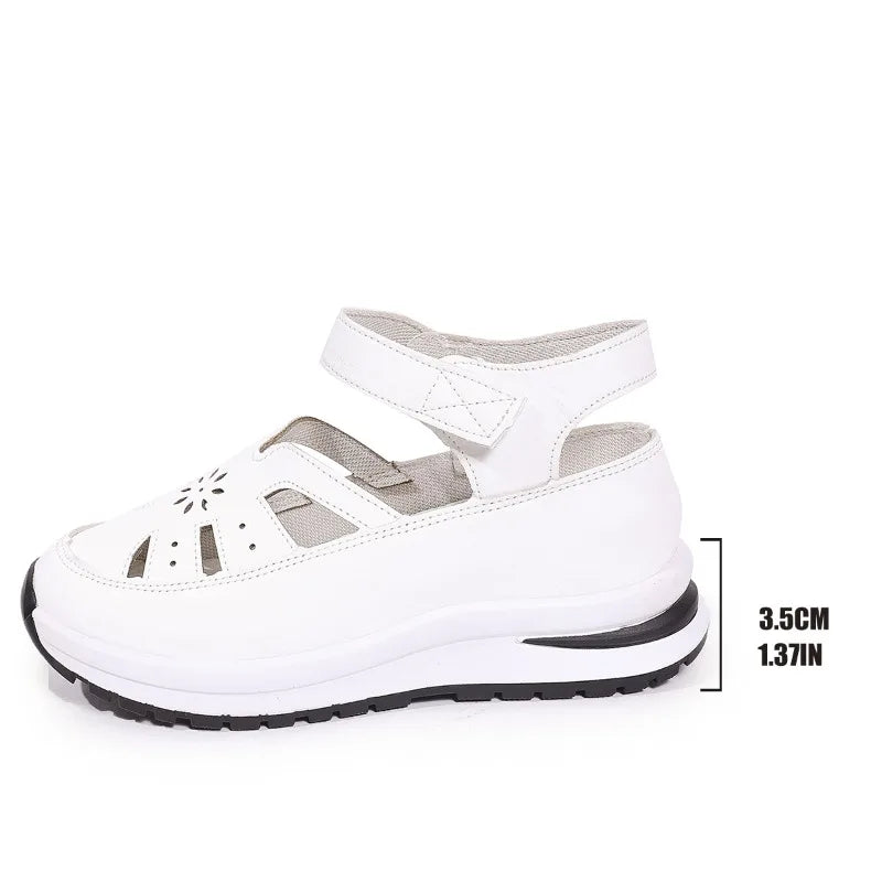 Women's Closed Toe Wedge Sandals — Buckle Strap Office & Career Summer Shoes