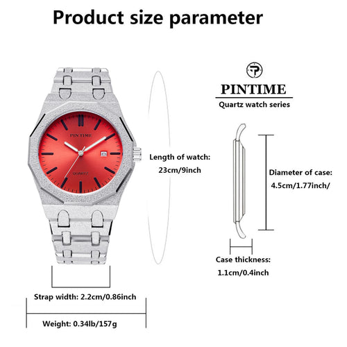Men's 12-Sided Multicolour Quartz Watch — Auto Date Alloy Bracelet Wristwatch